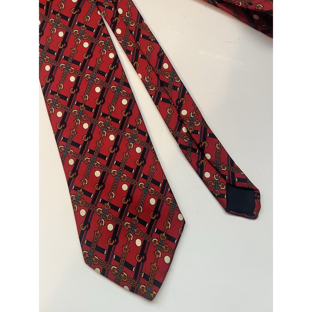 Rare Brooks Brothers Makers 100% Silk Made USA Red Chains Chain Pattern Tie